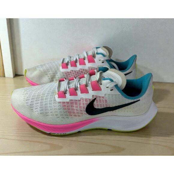 Nike Womens Air Zoom Pegasus 37 White Pink Glow Running Shoes Size 9 Sneakers - Picture 1 of 16